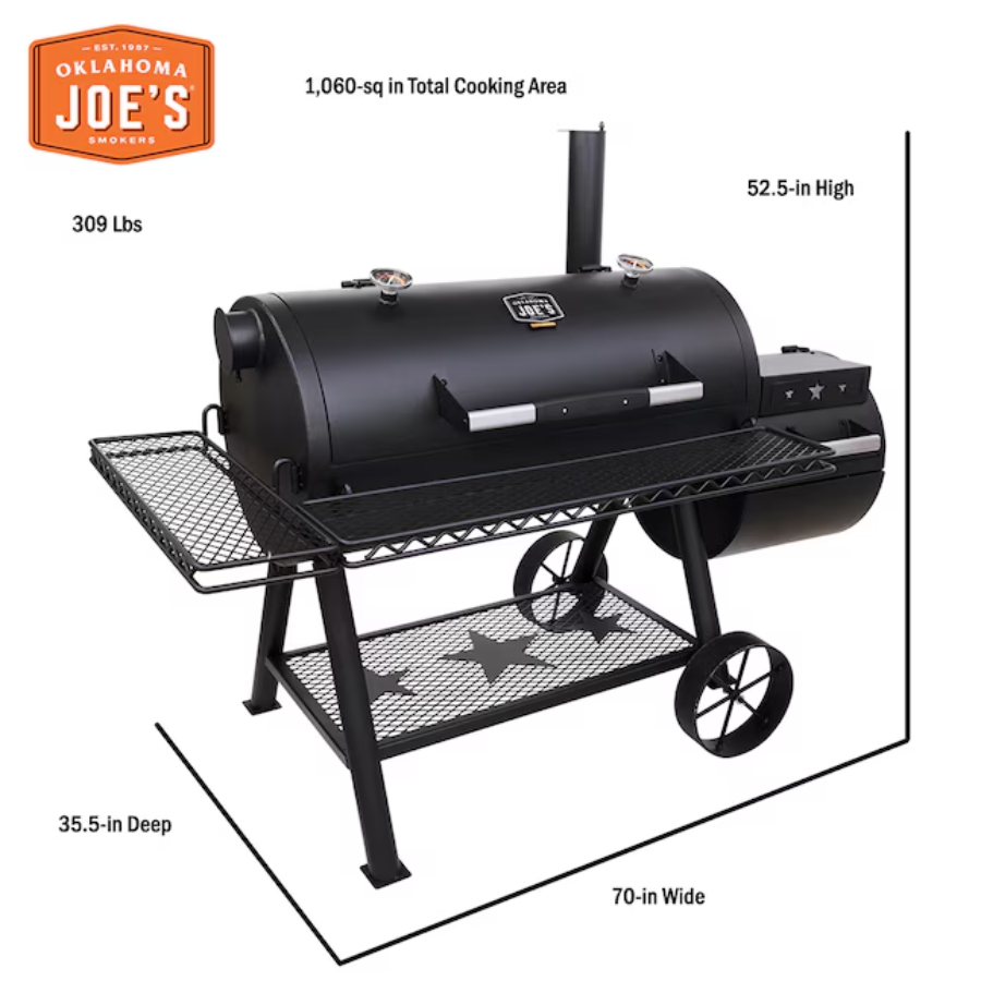 Oklahoma Joe Longhorn Reverse Flow Offset Smoker BBQ Grill (Texas Series)