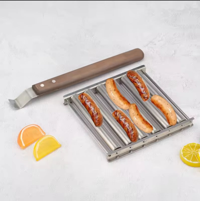 sausage-griller-stainless-steel-grill-roller-rack-with-long-wood-handle-2